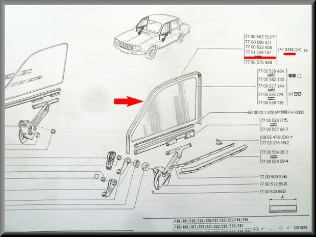 Front window channel seal 2295mm