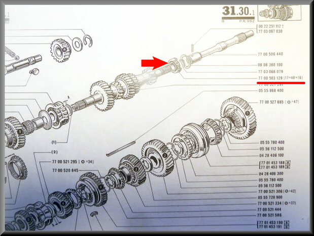 Eindlager primaire as (17-40-16 mm) R12 Gordini