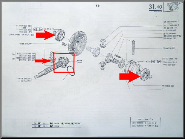 Complete bearing set (gearbox 352)