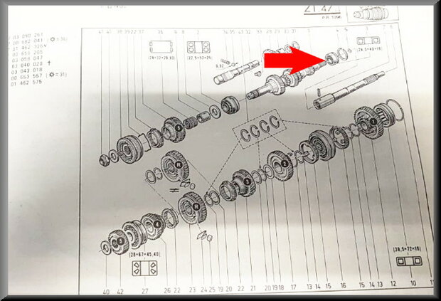 Secundary shaft bearing (22,5-52-25 mm) NG gear.