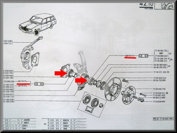 Front inner wheel bearings set (35x72x17 & 35x72x17mm)