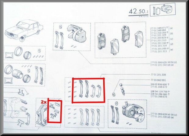 Mounting kit brake pads and brake caliper