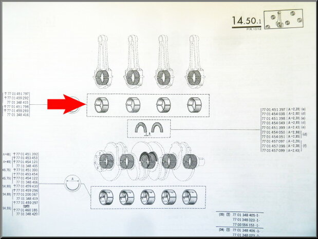 Connecting rod bearing set (44 mm, STD), width 17,50 mm.