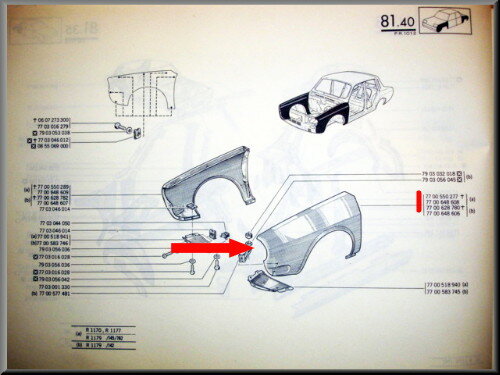 Front wing on the left, with openings for indicators.