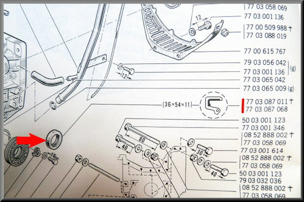 Keerring differentieel (36x54x11/12 mm)