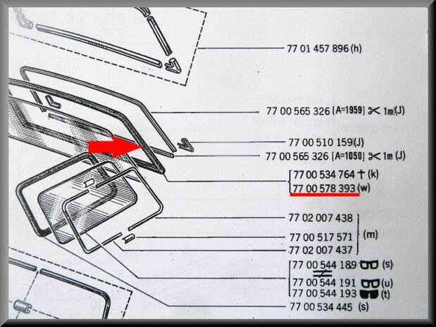 Rear window rubber R12 Break  (New Old Stock).