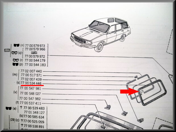 Window rubber rear right R12 Break.