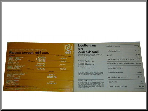 Dutch instruction book Renault 12 first type