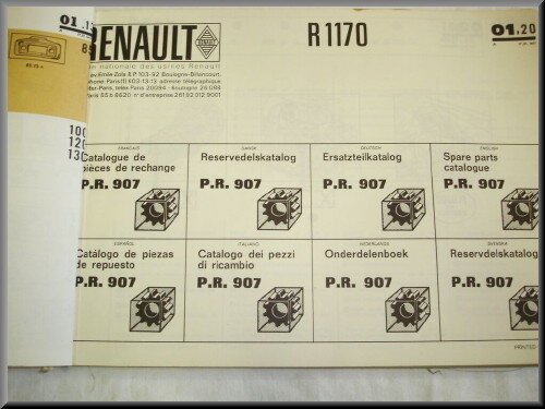 Onderdelenboek PR 907 uitgave 1,1969, R1170 (Gebruikt)