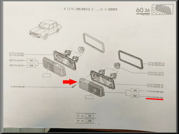 Stadslicht reflector links (Seima, New Old Stock)