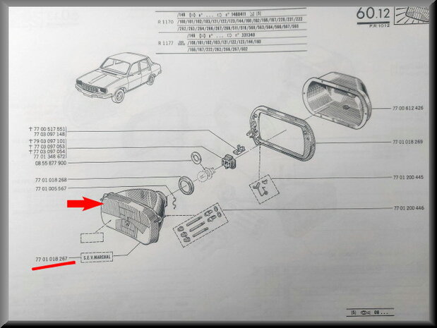 Koplamp SEV Marshall (New Old Stock).