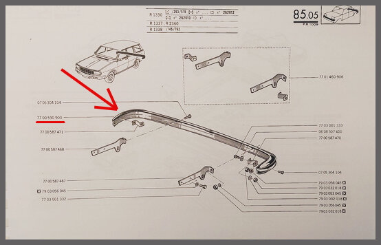 Bumper achterzijde R12 Break type 2 (New Old Stock).