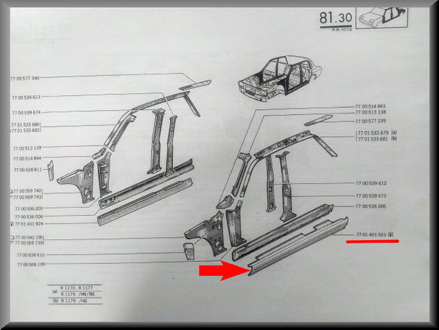 Overzet dorpel rechts (New Old Stock).
