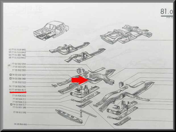 Deel bodembalk rechts (New Old Stock).