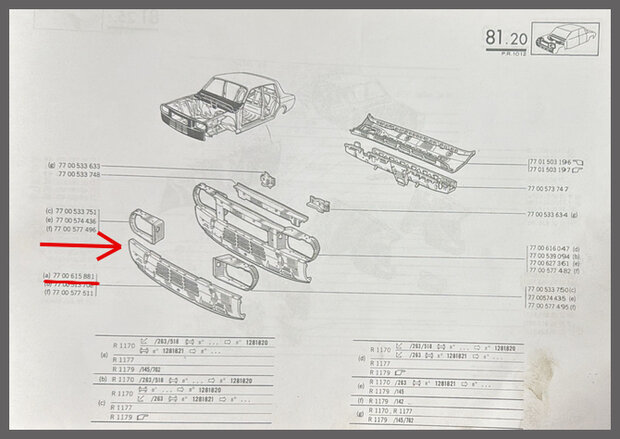 Deel frontplaat onderzijde rechts (New Old Stock).