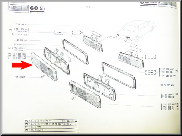 Achterlicht glas links (New Old Stock).