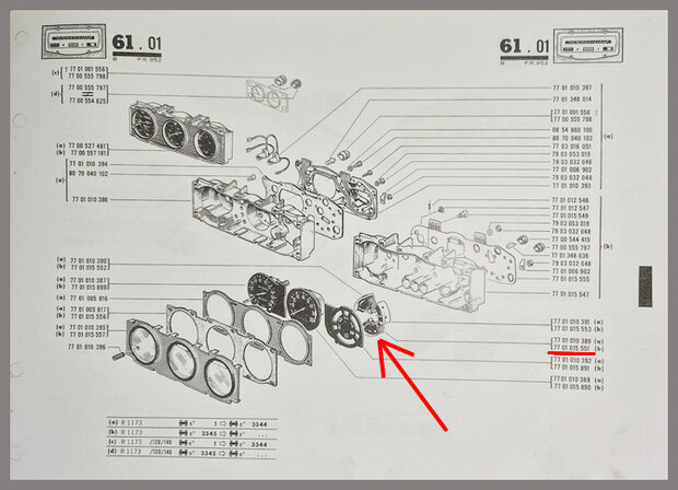 Dashboard meter brandstof (New Old Stock).