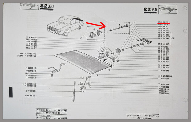 Achterklepslot reparatieset (New Old Stock).