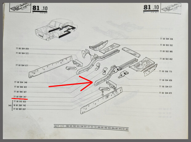 Chassisbalk achter links (New Old Stock)