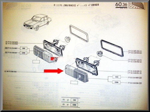 * Sidelight reflector right yellow/white SEIMA