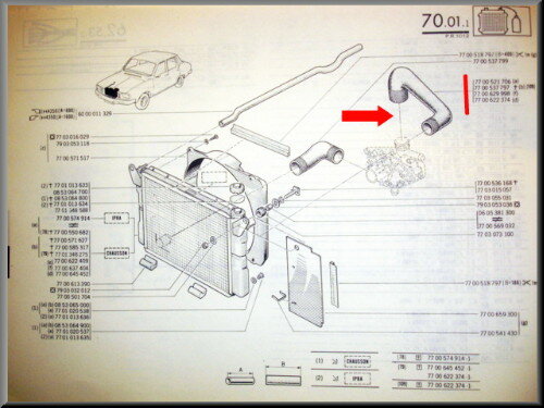 Upper radiator hose (big radiator) (hose: 30 cm).