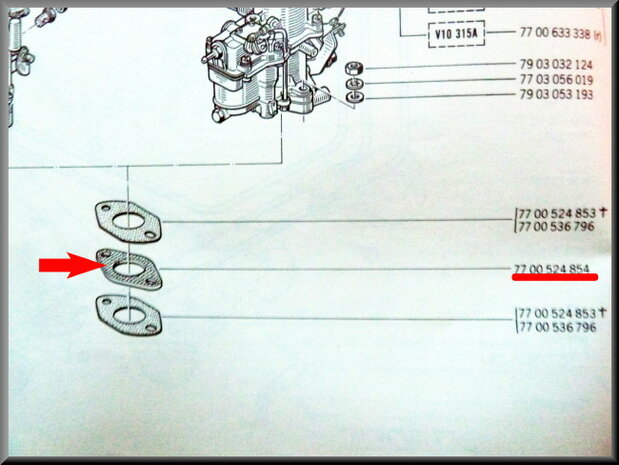 Joint (cale) de carburateur 65 mm/5mm