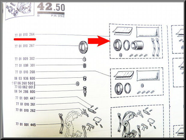 Repair set front brake caliper 54mm