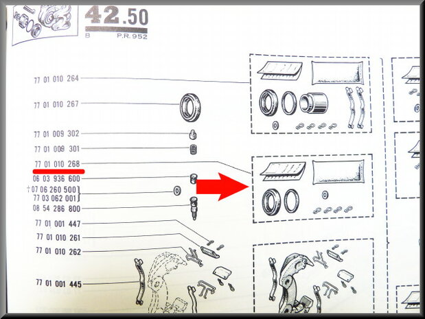 Repair set front brake caliper 54mm