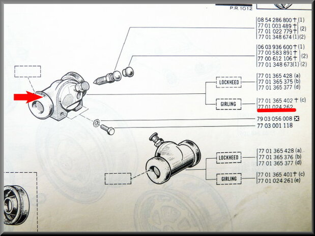 Wheel brake cylinder rear right Girling