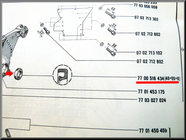 Crankshaft oil seal (40x55x8 mm)