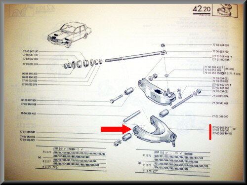 Lower suspension arm R12 Gordini, R17.