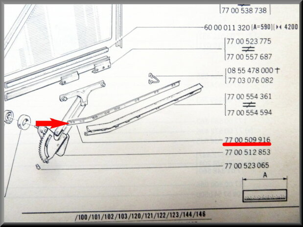 Metal strip for door window rubber front left