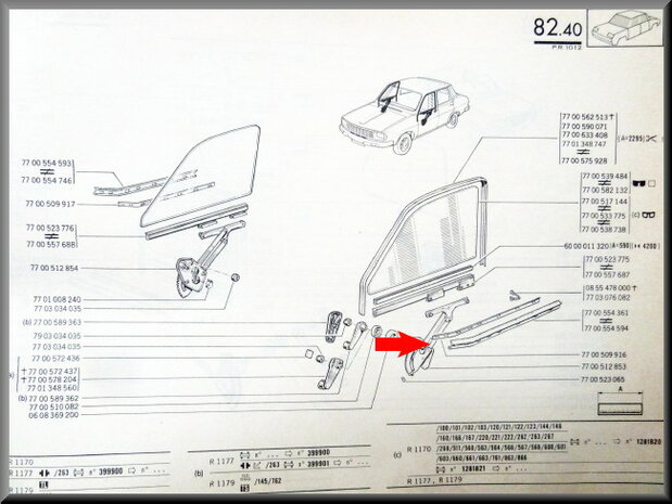 Metal strip for door window rubber front left