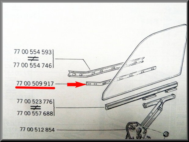 Metal strip for door window rubber front right