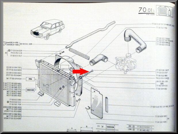 Radiator attaching bolt