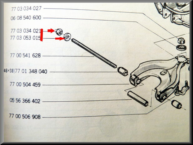 Attaching nut and washer set wishbone pin