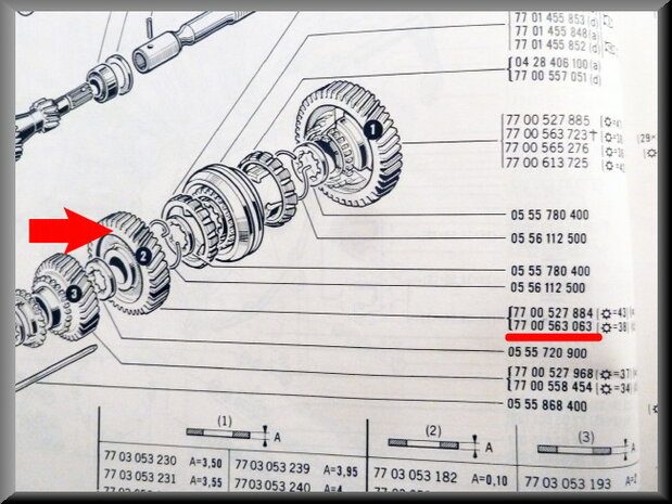 Pinion 2nd gear (38 teeth)