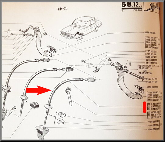 Clutch cable R12 Sedan (old type)